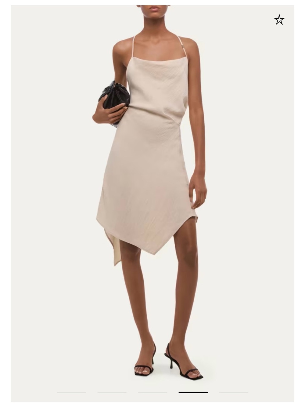 Helmut Lang Beige Asymmetrical Slip Dress